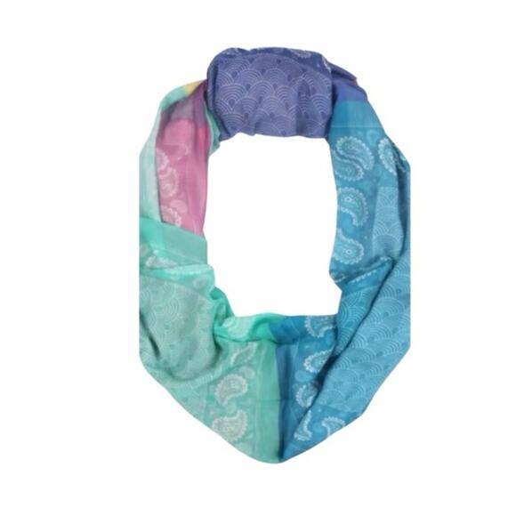 Kurt Geiger Rainbow Scarf Bandana Patch New Paisley Long - Picture 5 of 5